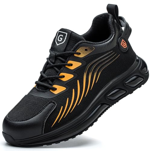 Sicherheitsschuhe Herren Arbeitsschuhe Damen Safety Shoes for Men Stahlkappenschuhe Damen Leicht Anti-Smashing Bequem Dämpfung rutschfest Atmungsaktiv Mode Sicherheit Sneaker 46EU von OBQcare