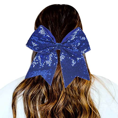 1 STÜCK Haargummis Gradient Pailletten Bowknot Kopfschmuck Seile Dekorationen Kopfschmuck Dekoration Haargummis Für Mädchen Muslimische Kopftuch (Dark Blue, One Size) von OBiQuzz