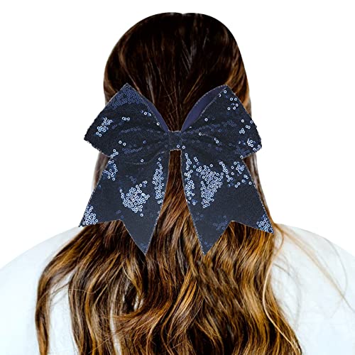 1 STÜCK Haargummis Gradient Pailletten Bowknot Kopfschmuck Seile Dekorationen Kopfschmuck Dekoration Haargummis Für Mädchen Schweißband Set Blau (Navy, One Size) von OBiQuzz