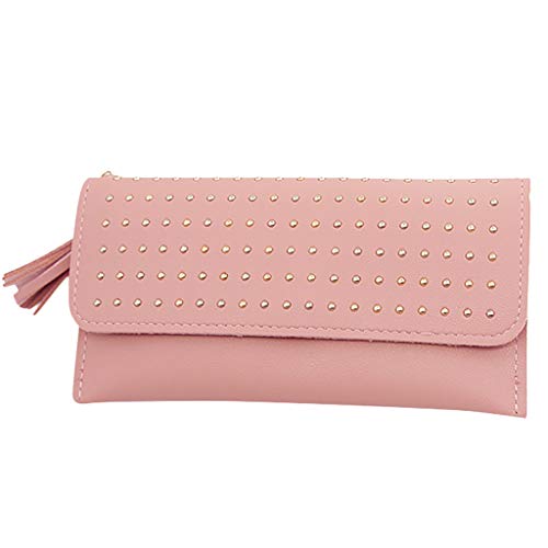 2019 Women 's Retro Geldbörse Lange Geldbörse für Frauen Geldbörsen Damen Groß Viele Reißverschluss (Pink, One Size) von OBiQuzz