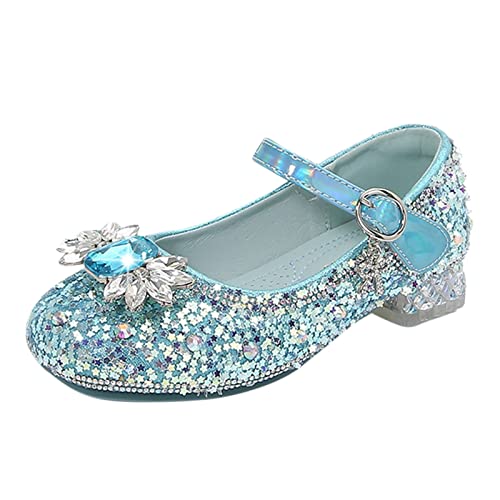 Abendschuhe Mädchen Prinzessin - Einzelne Schuhe Mit Strass Niedriger Absatz Kleidschuhe Kristall Frozen Halbschuhe Elegante Glitzer Ballettschuhe Weich Kinderschuhe Cosplay Schuhe von OBiQuzz