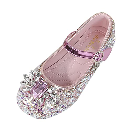 Abendschuhe Mädchen Prinzessin - Einzelne Schuhe Mit Strass Niedriger Absatz Kleidschuhe Kristall Frozen Halbschuhe Elegante Glitzer Ballettschuhe Weich Kinderschuhe Cosplay Schuhe von OBiQuzz