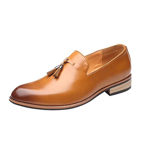 Anzugschuhe Herren Slip On Lederschuhe Klassischer Business Schuhe Halbschuhe Leder Freizeitschuhe Büro Mokassin Schuhe Loafer Slipper Hochzeit Schuhe Schnürhalbschuhe Schnürschuh Bootschuhe Gr.39-47 von OBiQuzz