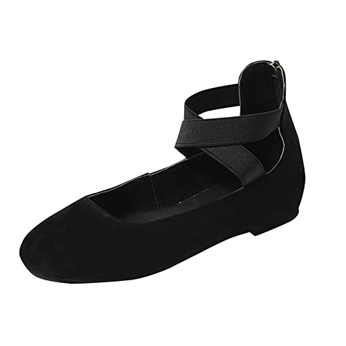 Ballerinas Damen Bequeme Ballettschuhe Mit Riemen Elegant Ballerina Flache Schuhe Slip On Kleid Schuhe Geschlossene Tanzschuhe Hausschuhe Freizeit Runde Zehe Sommerschuhe Damenschuhe Pumps Schuhe von OBiQuzz