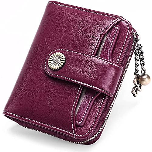 Bi-Fold für Damenleder Modernes und Damen-Geldbörse Kleine Geldbörsen Damen Billig (Dark Purple, 12.5X10X2.5CM12.5X10X2.5CM) von OBiQuzz