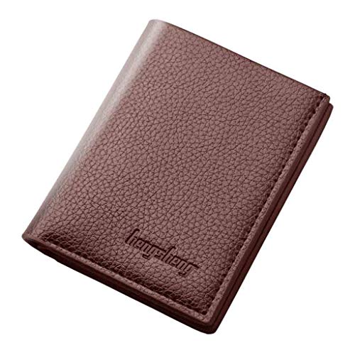 Box Card Small Geldbörse Bankkarte Kurze Herrentasche Ultra dünne Geldbörse vertikale Münztasche Brieftasche Herren Groß Mit 16 Fach Kartenfach (Coffee, One Size) von OBiQuzz