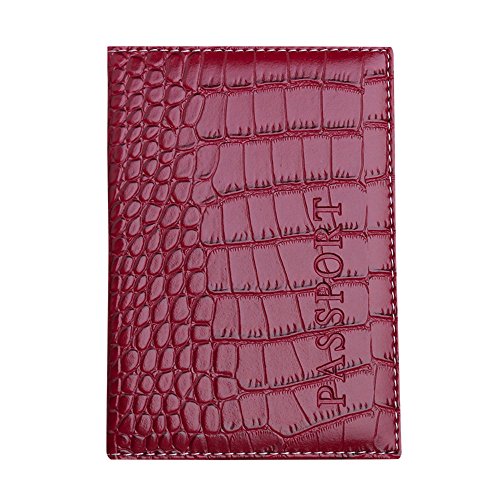 Business Passport Leather Business Passport Wlet Card Bezug weiche Passport Protective Halter Schule Taschen Damen (Wine, One Size) von OBiQuzz