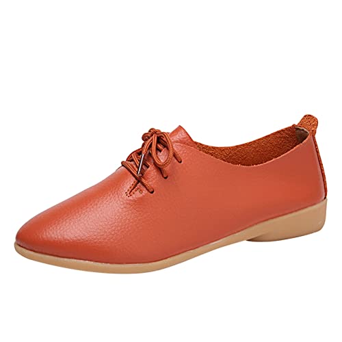 Business Schuhe Damen Leder Halbschuhe Schnürschuhe Low-Top Sneaker Atmungsaktiv Schnürhalbschuhe Moderne Schnürschuhe Mit Gummisohle Frauen Klassische Leder Schuhe Schnürung Wildleder Businessschuhe von OBiQuzz