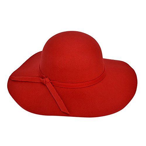 Cap Schlapphut Wide Beach Fashion Bri Damen Bowler M Damen Sun Summer Wool Baseball Caps Partner Caps Vater (Red, One Size) von OBiQuzz