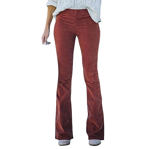 Cordhose Damen Schlaghose Bootcut High Waist Flared Hose Frauen Schwarz Slim Fit Lang Cord Pants Straight Leg Schlag Hose Stretch Boyfriend Freizeithose Skinny Pants Röhrenhose Bleistifthose Xxl von OBiQuzz