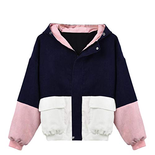 Cordjacke Damen Gefüttert Warm Winterjacke Kapuzenjacke Corduroy Übergangsjacke Zip Hoodie Sweatshirt Jacke Cord Jacket Wintermantel Kurzmantel Herbst Winter Freizeitjacke Kapuzenpulli Outdoor Jacken von OBiQuzz
