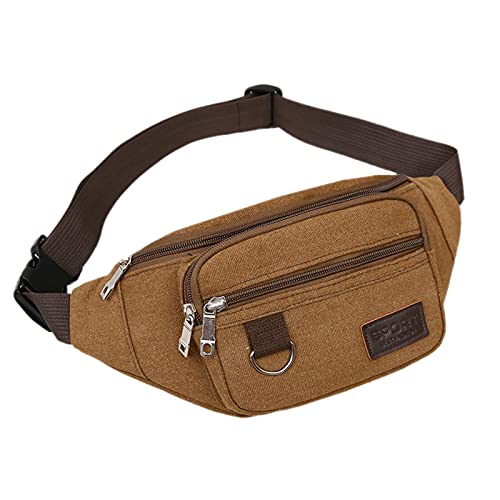 Damen Gürtel Herren und Tasche Canvas Sport Brusttasche mit großer Kapazität Outdoor Hüfttaschen Hüfttaschen Damen (Brown, 33x5x14) von OBiQuzz