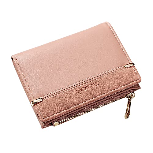 Damen Kleine Mode Multi Card Buckle Zipper Wallet Geldbörsen Herren Schwarz (Pink, One Size) von OBiQuzz