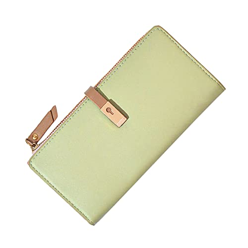 Fashion ID Lange Brieftasche Einfarbig Frauen Haspe Geldbörse Mehrere Kartenfächer Clutch Bag Handytasche Kleine Brieftasche Damen (Green, One Size) von OBiQuzz