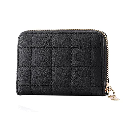 Fashion ID Short Wallet Gitter Volltonfarbe Damen Reißverschluss Geldbörse Mehrere Kartenfächer Clutch Bag Handytasche Brieftasche Für Reisepass (Black, One Size) von OBiQuzz