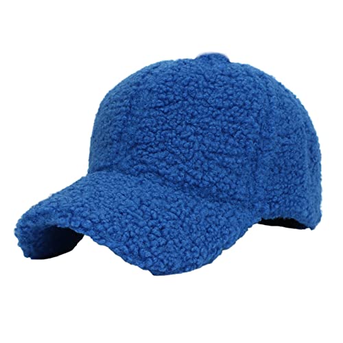 Faux Lammwolle Baseballmütze für Männer Frauen Teddy Fleece Sport Hüte warme Winter Outdoor Reise Geschenk Eigenschaften: 13 Cap (Blue, One Size) von OBiQuzz