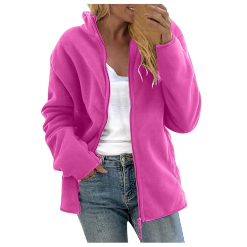 Fleecejacke Damen Warme Sweatshirt Jacke Stehkragen Teddyjacke Reißverschluss Outdoor Jacke Gefüttert Winterjacke Fleece Sweatjacke Fleecepullover Teddyfutter Winter Zipper Hoodie Teddyfleece Jacke von OBiQuzz