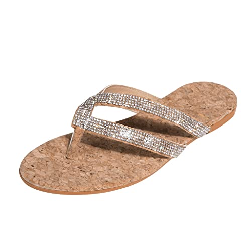 Flip Flops Damen Flach Strass Sandalen Bequem Flipflops Slippers Glitzer Sandaletten Elegante Zehentrenner Hausschuh Slipper Sandals Sommerschuhe Strandschuhe Pantoletten Römische Schuhe Abendschuhe von OBiQuzz