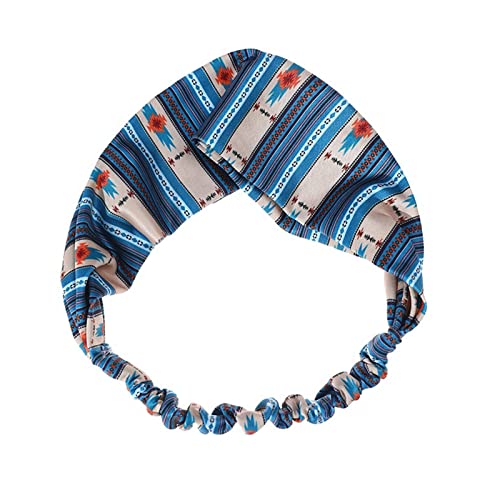 Frauen-Druck-Stirnband-elastischer Kopfwickel-Haarband-Bandana-Stirnband Schlauchtuch (Blue, One Size) von OBiQuzz