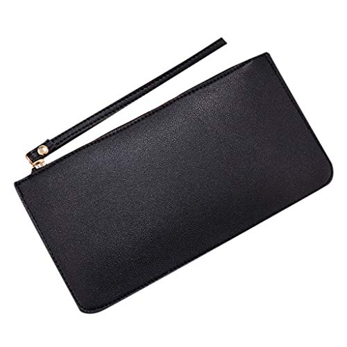 Frauen Lange Mode Kontrastfarbe große Kapazität Münztasche Damen Brieftasche Groß (Black, One Size) von OBiQuzz