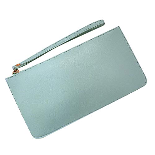 Frauen Lange Mode Kontrastfarbe große Kapazität Münztasche Damen Brieftasche Groß (Light Blue, One Size) von OBiQuzz