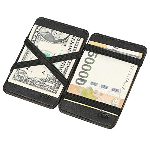 Geldhalter-Geldbörse Bifold Wallet Neutral Card Purse Leather Clip Wallet Damen Geldbörsen Groß Unter (Black, One Size) von OBiQuzz