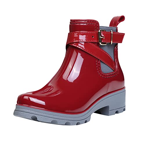 Gummistiefel Damen Regenstiefel Regenschuhe Kurz Gummistiefelette Gummi Stiefel Wasserdicht Stiefeletten Gartenschuhe Gummischuhe Outdoor Arbeitsstiefel Rutschfest Rain Boots Schlupfstiefel Gr.37-41 von OBiQuzz