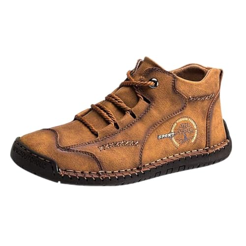 Halbschuhe Herren Pu Leder Schnürschuhe Freizeitschuhe rutschfeste Lederschuhe Loafers Flach Freizeitschuhe Schnürhalbschuh Low-Top Sneaker rutschfest Wanderschuhe Herrenschuhe Arbeitsschuhe Gr.39-48 von OBiQuzz