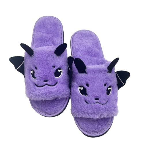 Halloween Hausschuhe Damen Winter Teufel Pantoffeln Plüsch Slippers Schlappen Offenen Zehen Hauspantoffeln Warme Hausschuhe Damen Hausschlappen Flauschig Hüttenschuhe Filzpantoffeln Filzhausschuhe von OBiQuzz
