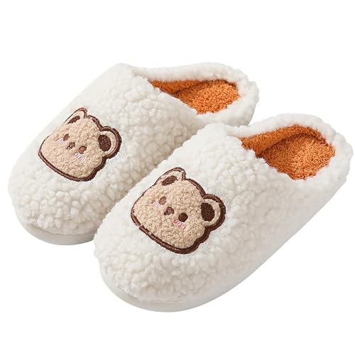 Hausschuhe Damen Plüsch Pantoffeln Bären Filzpantoffeln Niedliche Cartoon Hauspantoffeln Memory Foam Gästehausschuhe Rutschfeste Gefüttert Warm Haushaltsschuhe Schlappen Winter Haus Slippers Gr.36-44 von OBiQuzz
