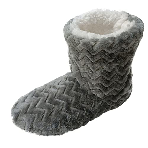 Hausschuhe Damen Winter Hüttenschuhe Warme Hüttensocken Hüttenstiefel Plüsch Hausschuhe Hausstiefel Gefüttert Bodenschuhe Rutschfest Hausboots Flauschige Winterhausschuhe Kuschelige Pantoffeln von OBiQuzz