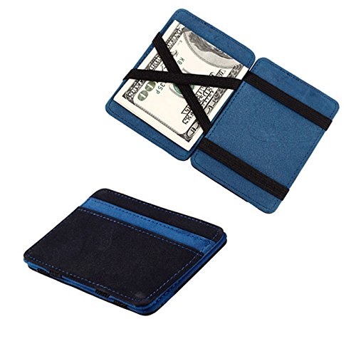 Holder Bifold Neutral Card Grind Wallet Leather Purse Wallet Wallet Geldbörsen Herren Klein 7 (Blue, One Size) von OBiQuzz