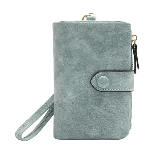 Kleine Bifold-Ledergeldbörsen für Damen, Damenarmband mit Kartenfächern, Ausweisfenster und Reißverschluss Handyhülle Brieftasche (BU1, One Size) von OBiQuzz