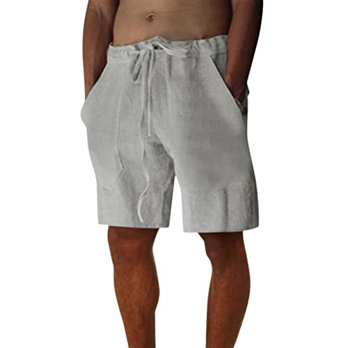 Kurze Hosen Herren - Baumwolle Bermuda Shorts Lenien Sommer Freizeithose Kurz Leinenhose Surfen Strandhose Surf Shorts Basic Boardshorts Sommer Badehosen Urlaub Strand Shorts Leichte Sommerhose M-Xxxl von OBiQuzz
