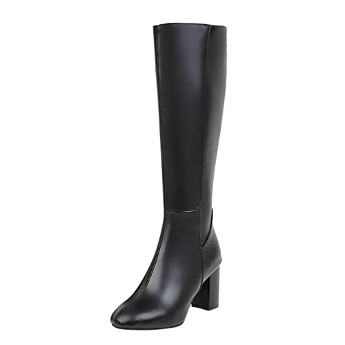Lederstiefel Damen Herbst Hohe Stiefel High Heels Stiefel Overknees Stiefel Westernstiefel Reitstiefel Winter Warm Winterstiefel Damenstiefel Langschaftstiefel Langschaft Schlupfstiefel Winterboots von OBiQuzz