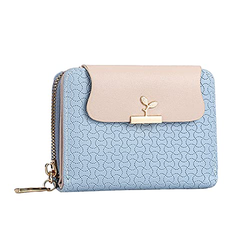 Mode Frauen ID Kurze Brieftasche Einfarbige Tasche Reißverschluss Geldbörse Mehrere Kartenfächer Clutch Bag Geldbörsen Damen Von Thomy (Blue, One Size) von OBiQuzz