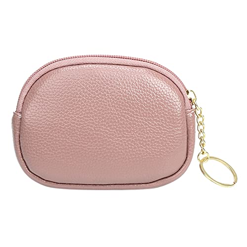 Mode Frauen Kunstleder Einfarbig Reißverschluss Schlüsseltasche Umschlag Tasche Handtasche Wechselgeldbörse Brieftasche Damen Groß Reißverschluss (Pink, One Size) von OBiQuzz