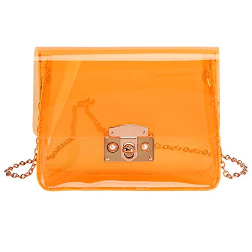 Mode Handtasche Handy Umhängetasche Transparent Damen Strandtasche Umhängetasche Damen Umhängetaschen (Orange, One Size) von OBiQuzz