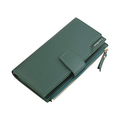Mode Reißverschluss Brieftasche Brieftasche Dreifache weibliche Lange Geldbörse Clutch Frauen Zwei Geldbörsen Herren (Green, One Size) von OBiQuzz