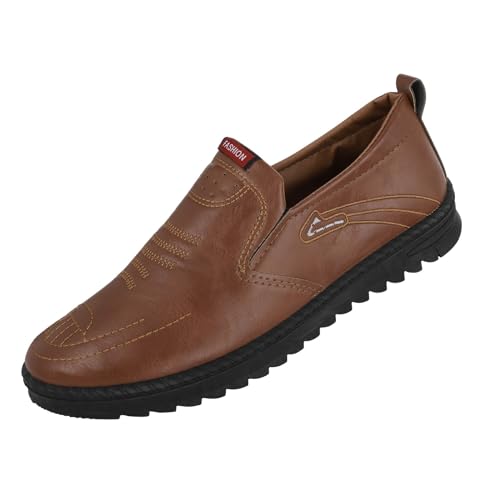 Mokassins Herren Slip On Lederschuhe Slippers Leder Business Schuhe Wanderschuhe Fahrschuhe Slipper Weiche Flache Freizeitschuhe Bequem Bootsschuhe Loafers Leicht Walking Schuhe Halbschuhe Gr.39-44 von OBiQuzz