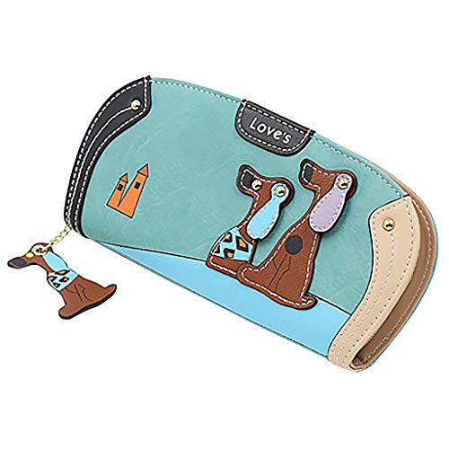 Multifunktionale Klappmünztasche für Frauen Long Studentenkartentasche Herren Brieftasche Klein Ohne Münzfach (Light Blue, One Size) von OBiQuzz