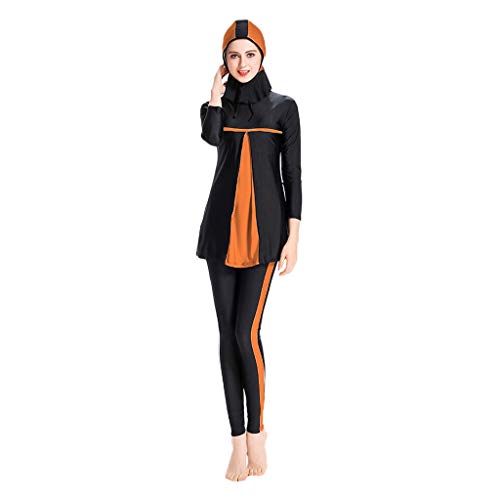 Muslimische Badeanzug Damen 3-Teilig Bademode Langarm Schwimmanzug Arabisch-Islamischer Burkini Mit Hijab Große Größe Modest Badebekleidung Schwimmoberteil Mit Hose Hijab Ganzkörper Schwimmanzug von OBiQuzz