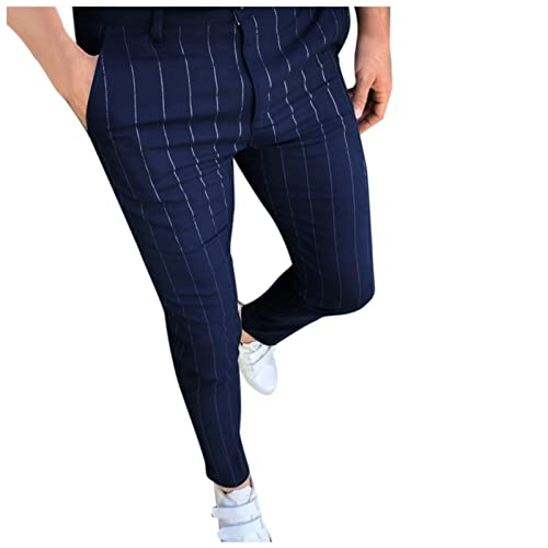 OBiQuzz Anzughose Herren Lang Casual Anzughose Chino Hose Stoffhose Herren Business Gestreift Straight Bein Schlank Beiläufige Hosen Stretch Elegant Jogginghosen Herbst Freizeithose Slim Fit von OBiQuzz