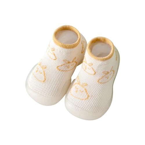 OBiQuzz Atmungsaktive Baby-Kleinkindschuhe und -socken aus Mesh für Frühjahr/Sommer. Bequeme, rutschfeste Baby-Socken und -Schuhe mit Gummisohle Lauflernschuhe Antirutsch (Yellow, 21 Infant) von OBiQuzz