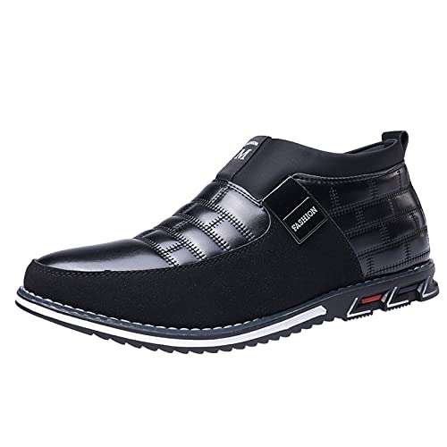 OBiQuzz Atmungsaktive Bequeme Business-Slip-on-Arbeits-Freizeit-Hit-Color-Lederschuhe für Herren im Modestil Schuhe Herren 2 (Black, 48) von OBiQuzz