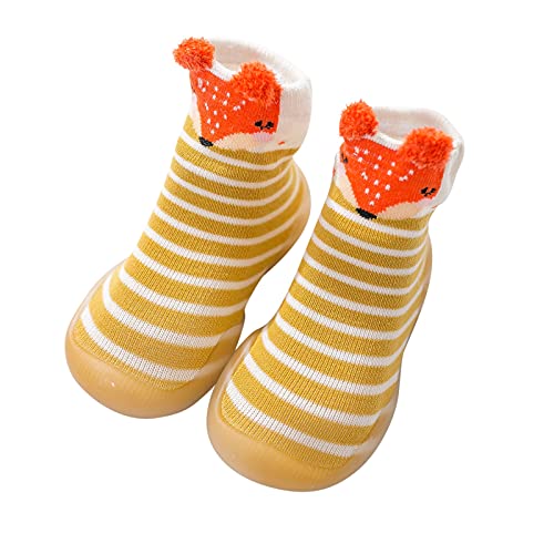 OBiQuzz Baby First Schuhe Kleinkind elastische Comic-Wanderer Tiere rutschfeste Socken Baby Schuhe Mädchen Schuhe 22 (Yellow, 24 Toddler) von OBiQuzz
