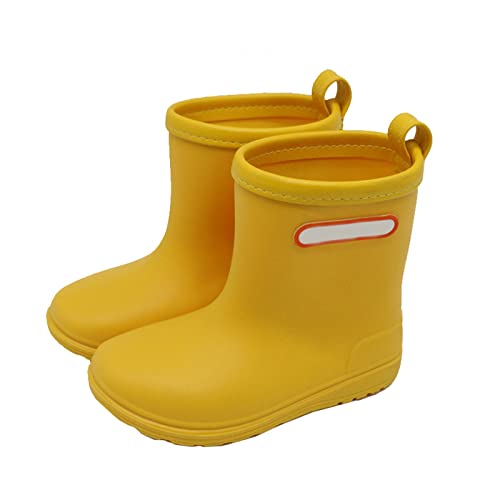OBiQuzz Baby Kinder Easy On Regenschuhe Stiefel für kurze Regenstiefel Leichte Schuhe für regnerische Tage Kinderstiefel Junge (Yellow, 29 Little Child) von OBiQuzz