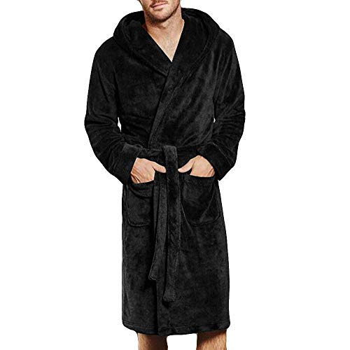 OBiQuzz Bademantel Herren Frottee Morgenmantel Weicher Unisex Herren Damen Bademantel Morgenmantel mit Gürtel Bademantel für Sauna Saunamantel Flauschig Korallenvlies Warmes Nachthemd Pyjama von OBiQuzz