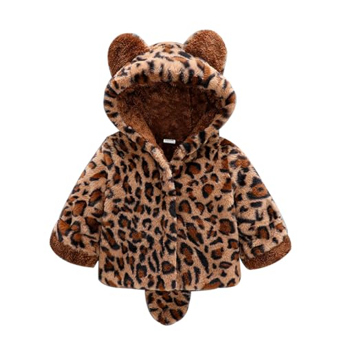 OBiQuzz Boys Girls Fall and Winter Leopard Print Shape Padded Jacket Baby Mit (Coffee, 6-12 Months) von OBiQuzz