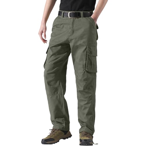OBiQuzz Cargohose Herren Baumwolle - Outdoorhose Mit Multi Taschen Männer Arbeitshosen Chino Taktische Freizeithose Für Jagd Wandern Militär Outdoorhose Herren Taktische Hose Baggy Cargo Hose von OBiQuzz